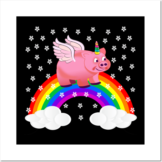 Piggycorn Pig Unicorn Rainbow Shirt - Pigicorn Funny Gift Wall Art by Ilyashop